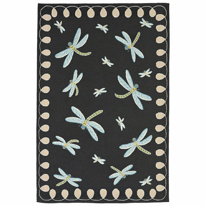 Liora Manne Frontporch Dragonfly Indoor/Outdoor Mat Midnight 2' x 3' | Plow & Hearth