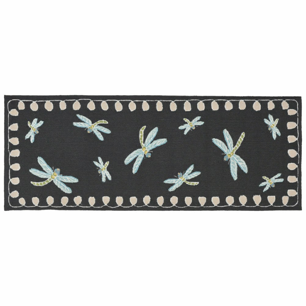 Liora Manne Frontporch Dragonfly Indoor/Outdoor Mat Midnight 2' x 3' | Plow & Hearth