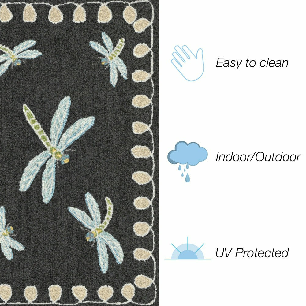 Liora Manne Frontporch Dragonfly Indoor/Outdoor Mat Midnight 2' x 3' | Plow & Hearth