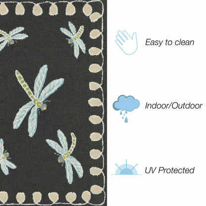 Liora Manne Frontporch Dragonfly Indoor/Outdoor Mat Midnight 2' x 3' | Plow & Hearth