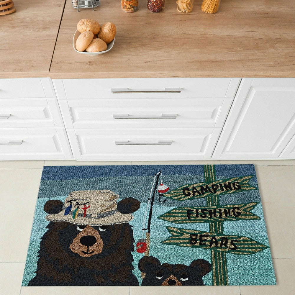 Fishing Bears Indoor/Outdoor Rug | Plow & Hearth