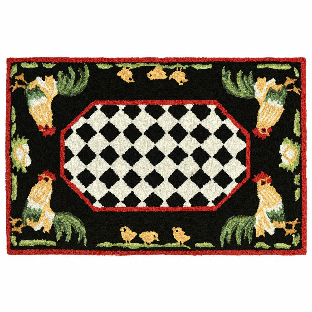 Rooster & Chick Border Indoor/Outdoor Rug | Plow & Hearth