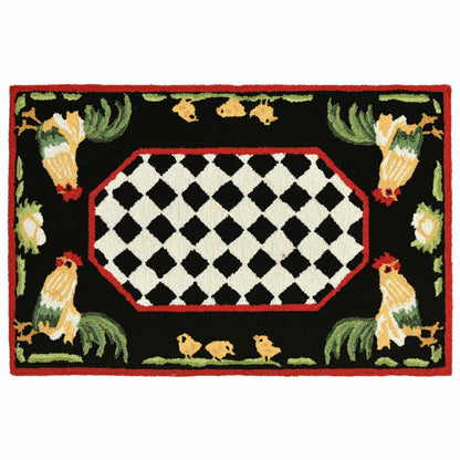 Rooster & Chick Border Indoor/Outdoor Rug | Plow & Hearth