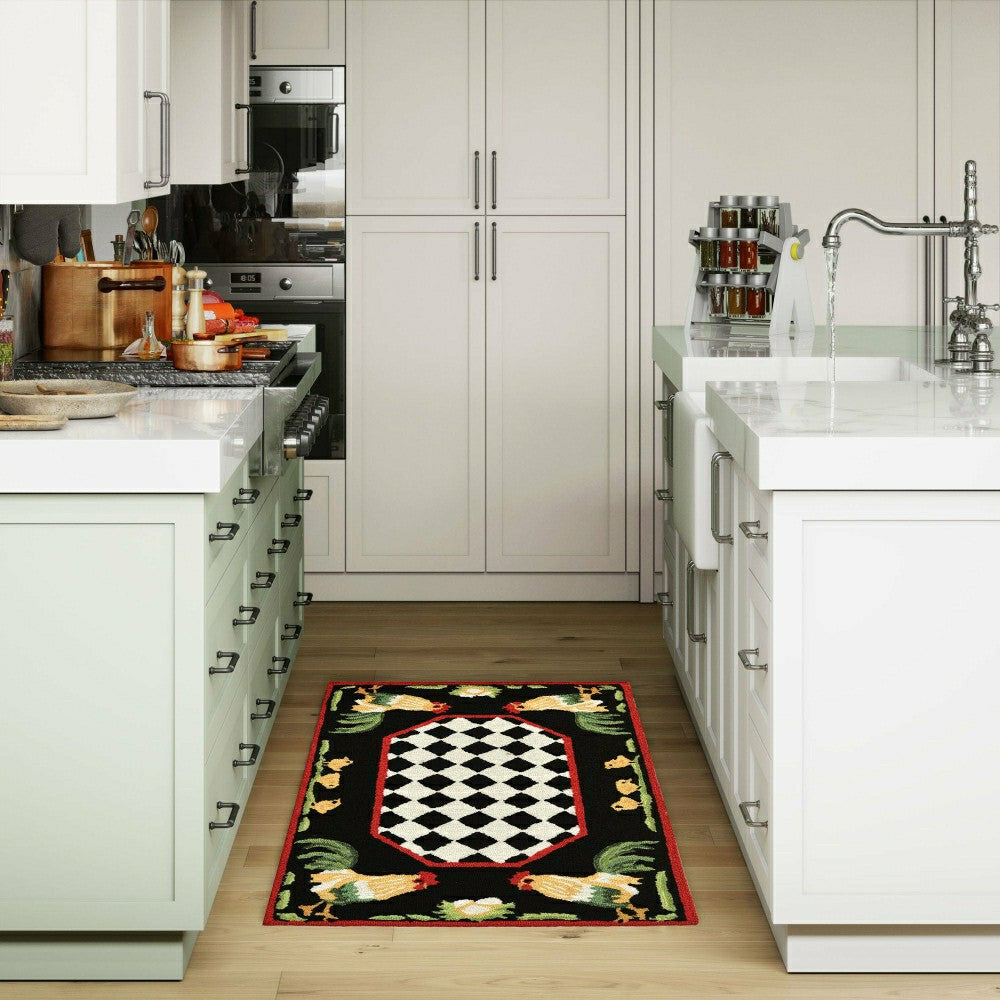 Rooster & Chick Border Indoor/Outdoor Rug | Plow & Hearth