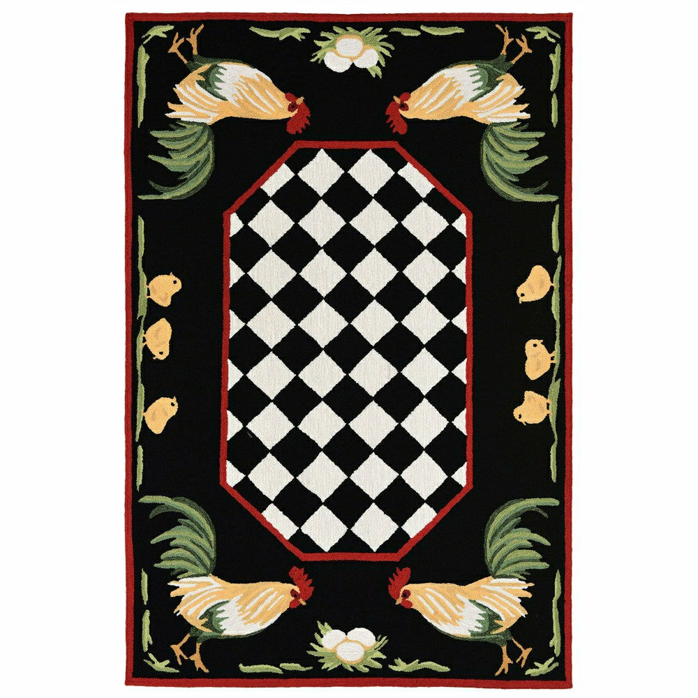 Rooster & Chick Border Indoor/Outdoor Rug | Plow & Hearth