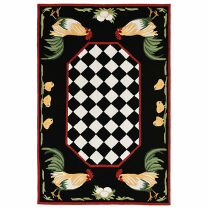 Rooster & Chick Border Indoor/Outdoor Rug | Plow & Hearth