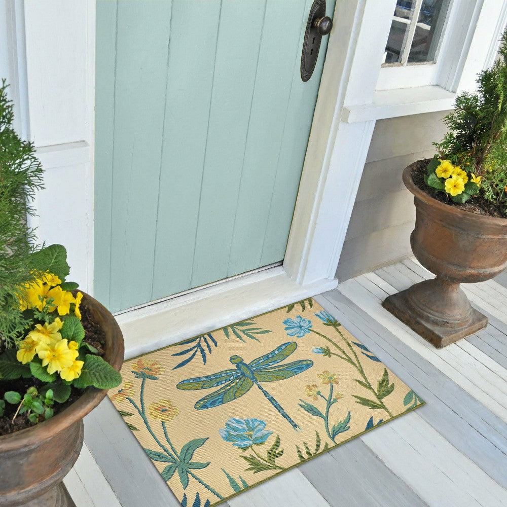 Floral Dragonfly Indoor/Outdoor Rug | Plow & Hearth