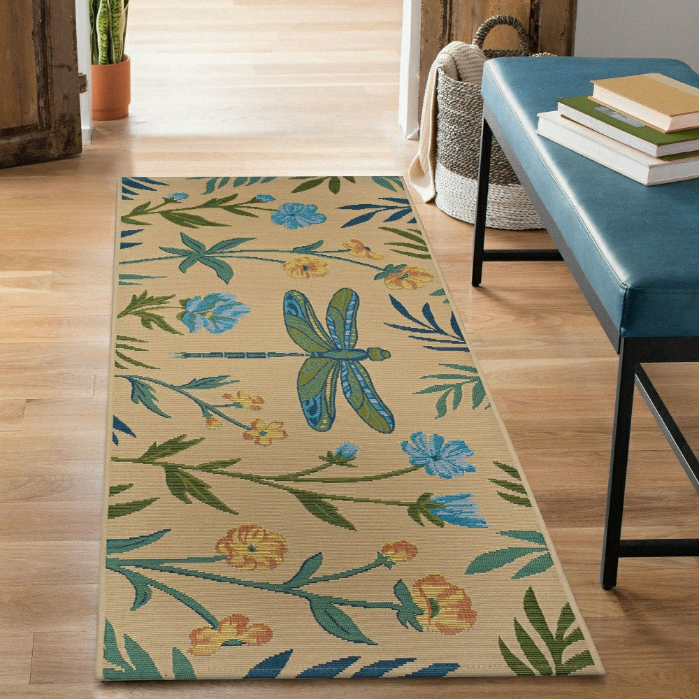 Floral Dragonfly Indoor/Outdoor Rug | Plow & Hearth