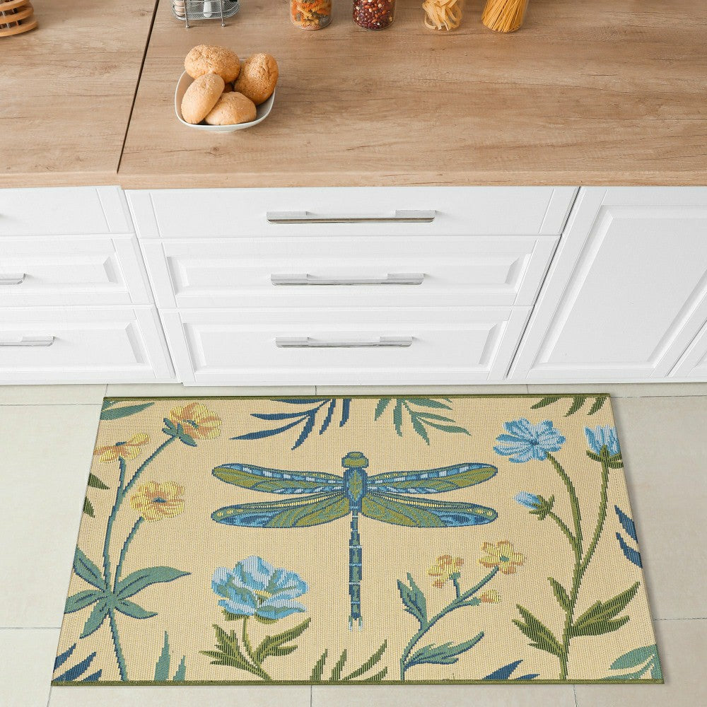 Floral Dragonfly Indoor/Outdoor Rug | Plow & Hearth