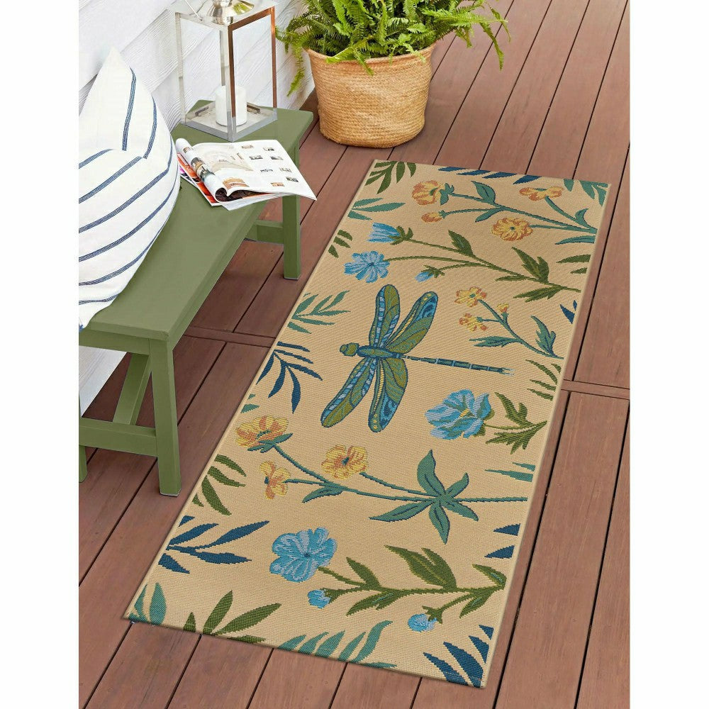Floral Dragonfly Indoor/Outdoor Rug | Plow & Hearth