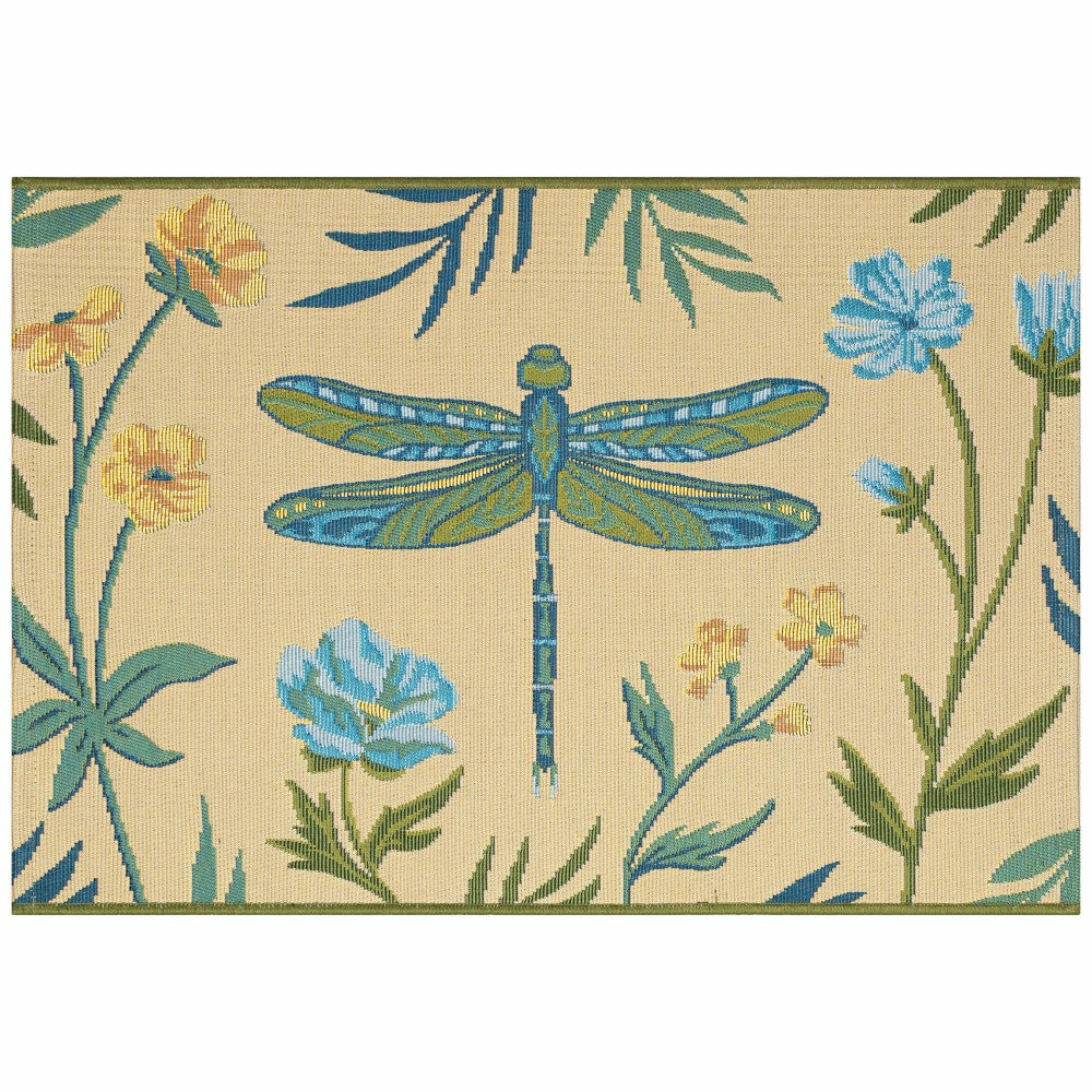 Floral Dragonfly Indoor/Outdoor Rug | Plow & Hearth