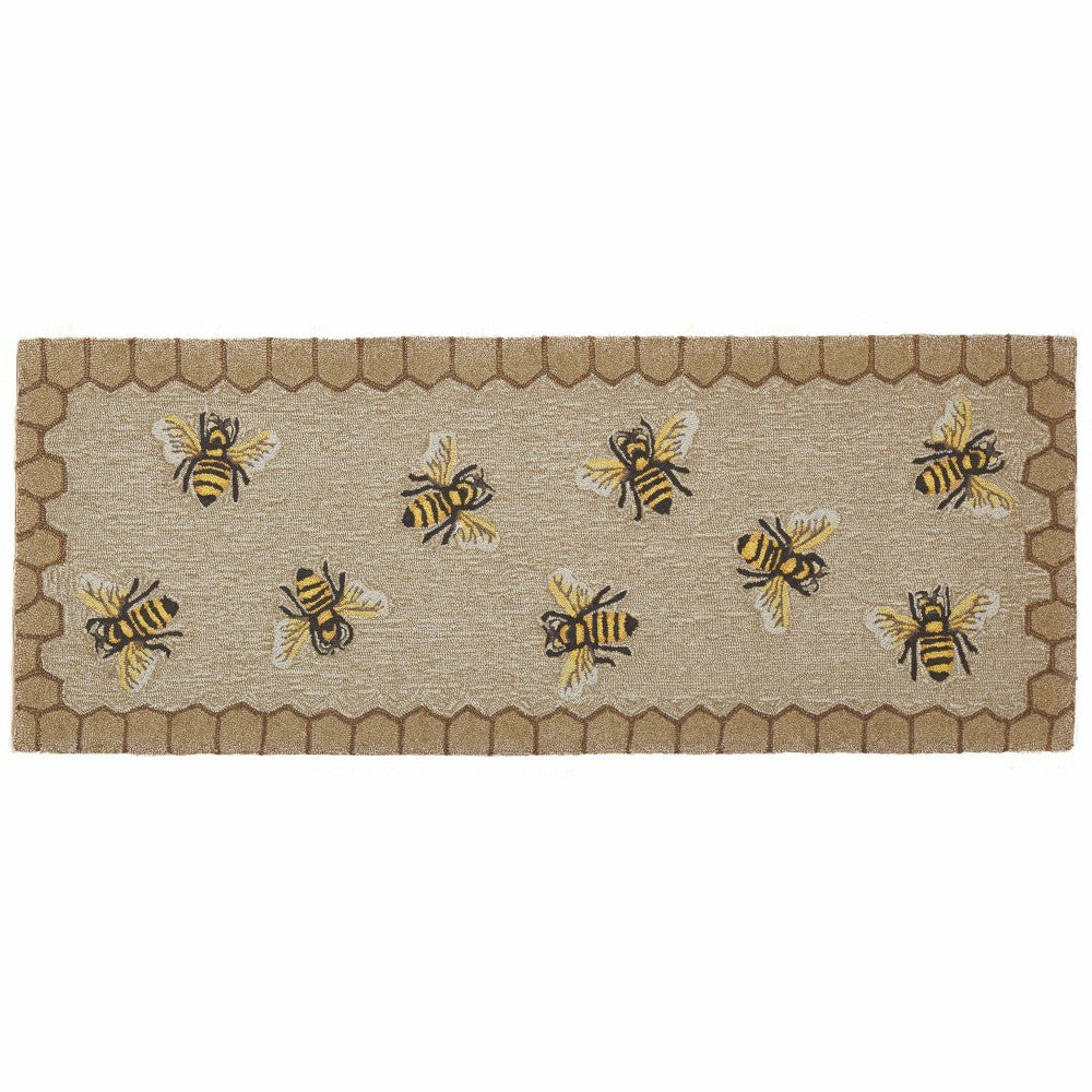 Liora Manne Frontporch Honeycomb Bee Indoor/Outdoor Mat Natural 2' x 3 | Plow & Hearth