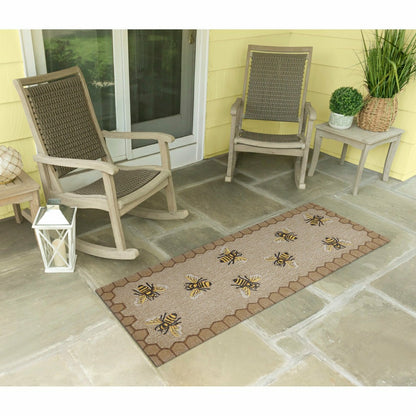 Liora Manne Frontporch Honeycomb Bee Indoor/Outdoor Mat Natural 2' x 3 | Plow & Hearth