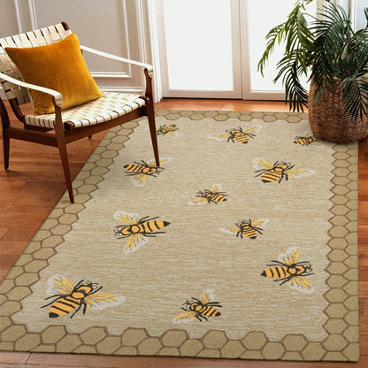 Liora Manne Frontporch Honeycomb Bee Indoor/Outdoor Mat Natural 2' x 3 | Plow & Hearth