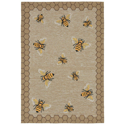 Liora Manne Frontporch Honeycomb Bee Indoor/Outdoor Mat Natural 2' x 3 | Plow & Hearth