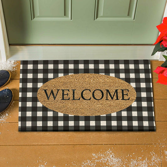 Buffalo Check Welcome Coir Mat | Plow & Hearth
