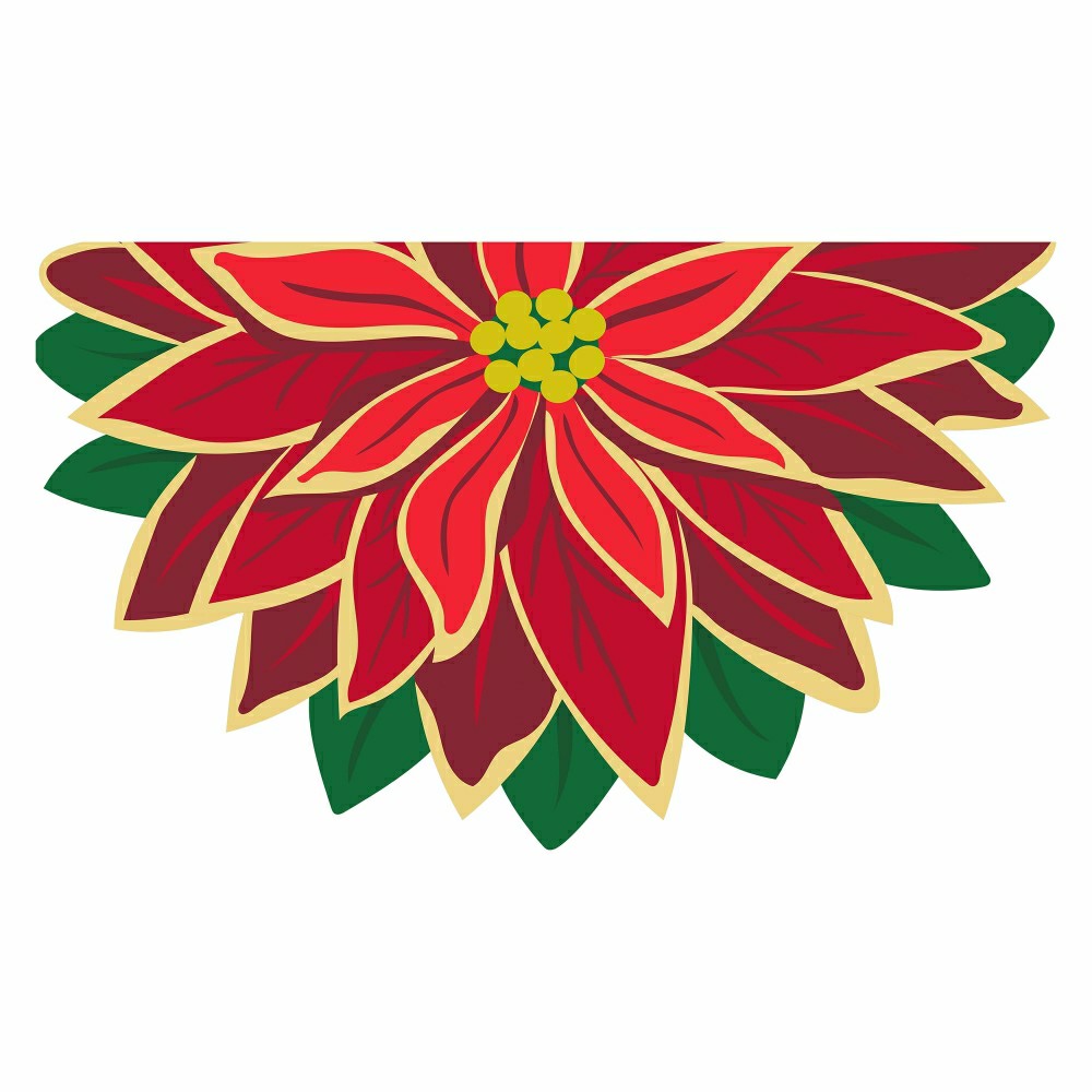 Welcome Poinsettia Shaped Coir Mat | Plow & Hearth