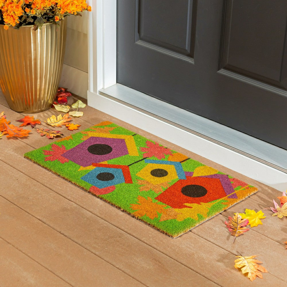 Flock Of Bird Houses Coir Mat | Plow & Hearth