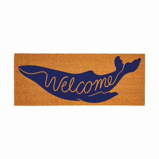Coastal Coir Mat Welcome Blue Whale 60x24" | Plow & Hearth