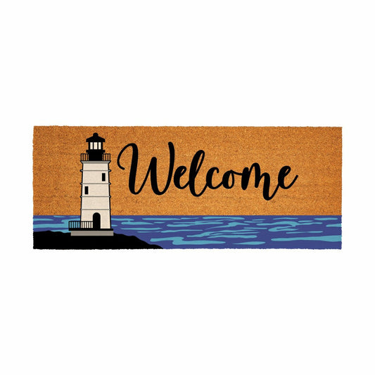 Coastal Coir Mat Welcome Lighthouse 60x24" | Plow & Hearth