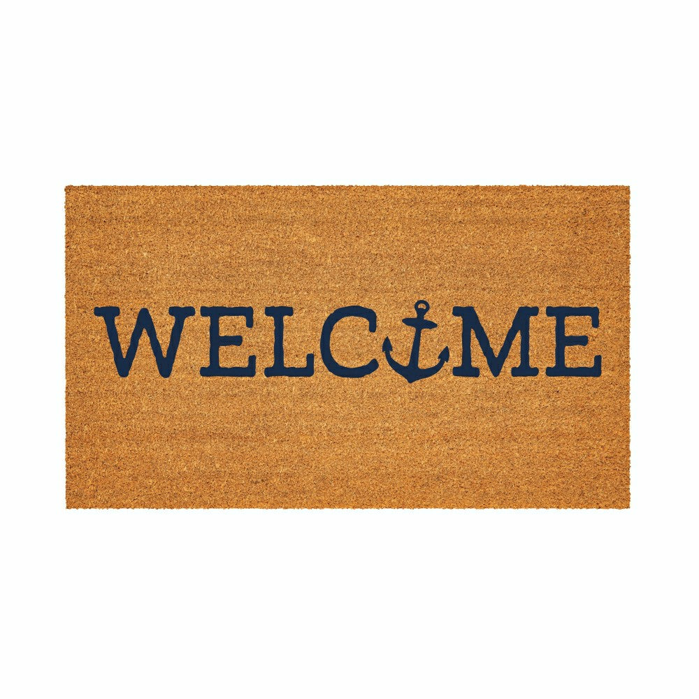 Coastal Coir Mat Welcome Anchor 28x16" | Plow & Hearth