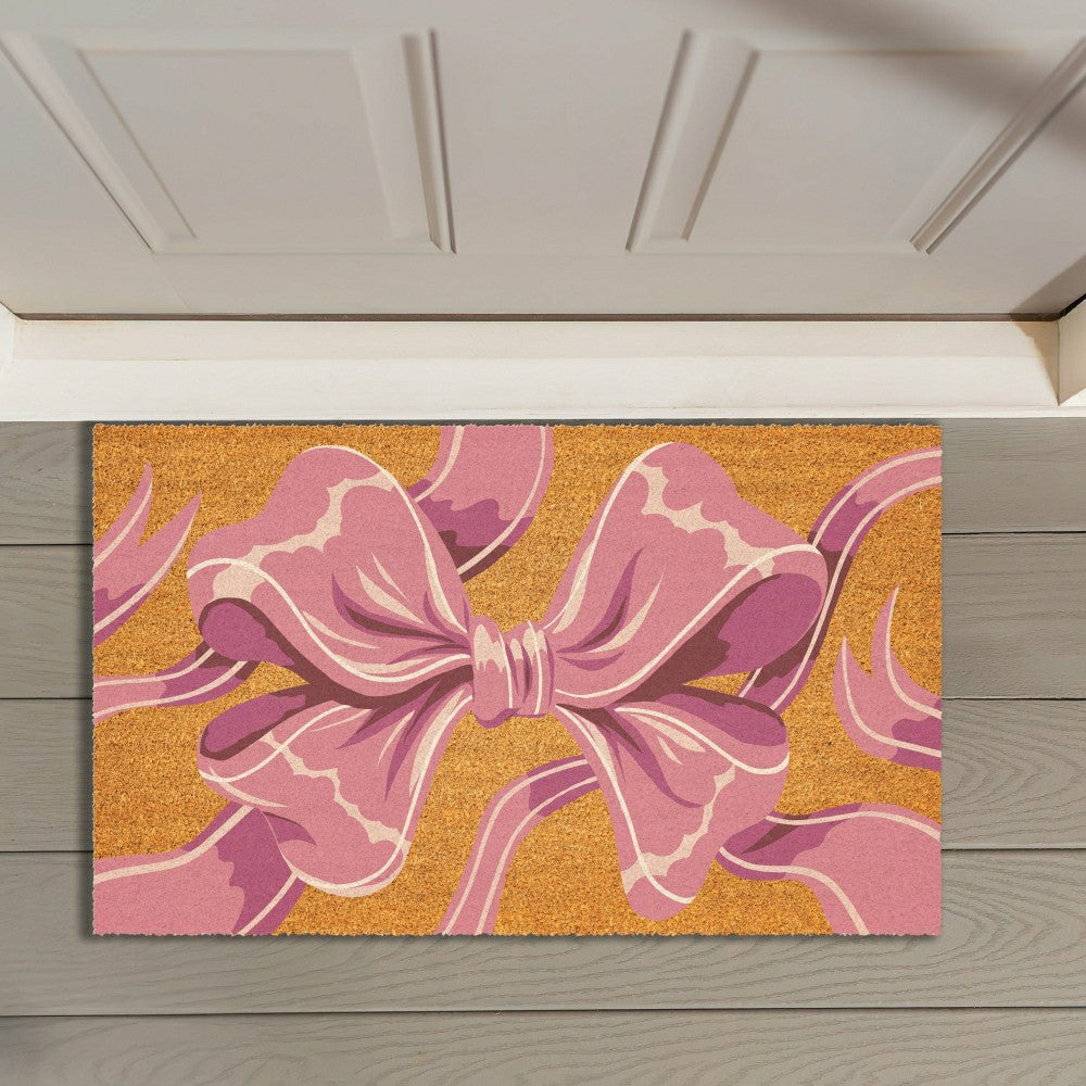 Bunny Blooms Bright Bow, Coir Mat 30"x18" | Plow & Hearth