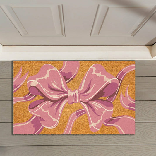 Bunny Blooms Bright Bow, Coir Mat 30"x18" | Plow & Hearth