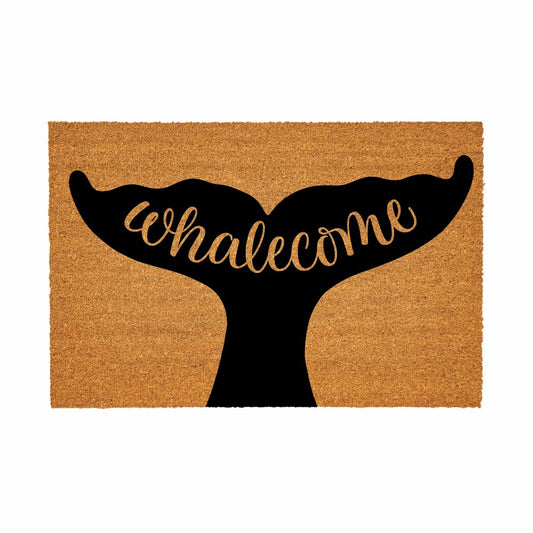 Coastal Coir Mat Welcome Whale 36x24" | Plow & Hearth