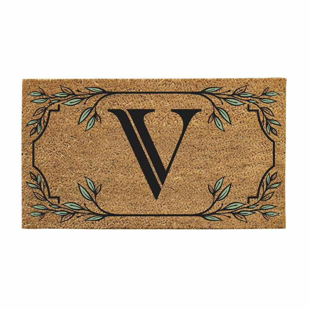 Monogram Coir Mat, Letter "V" | Plow & Hearth