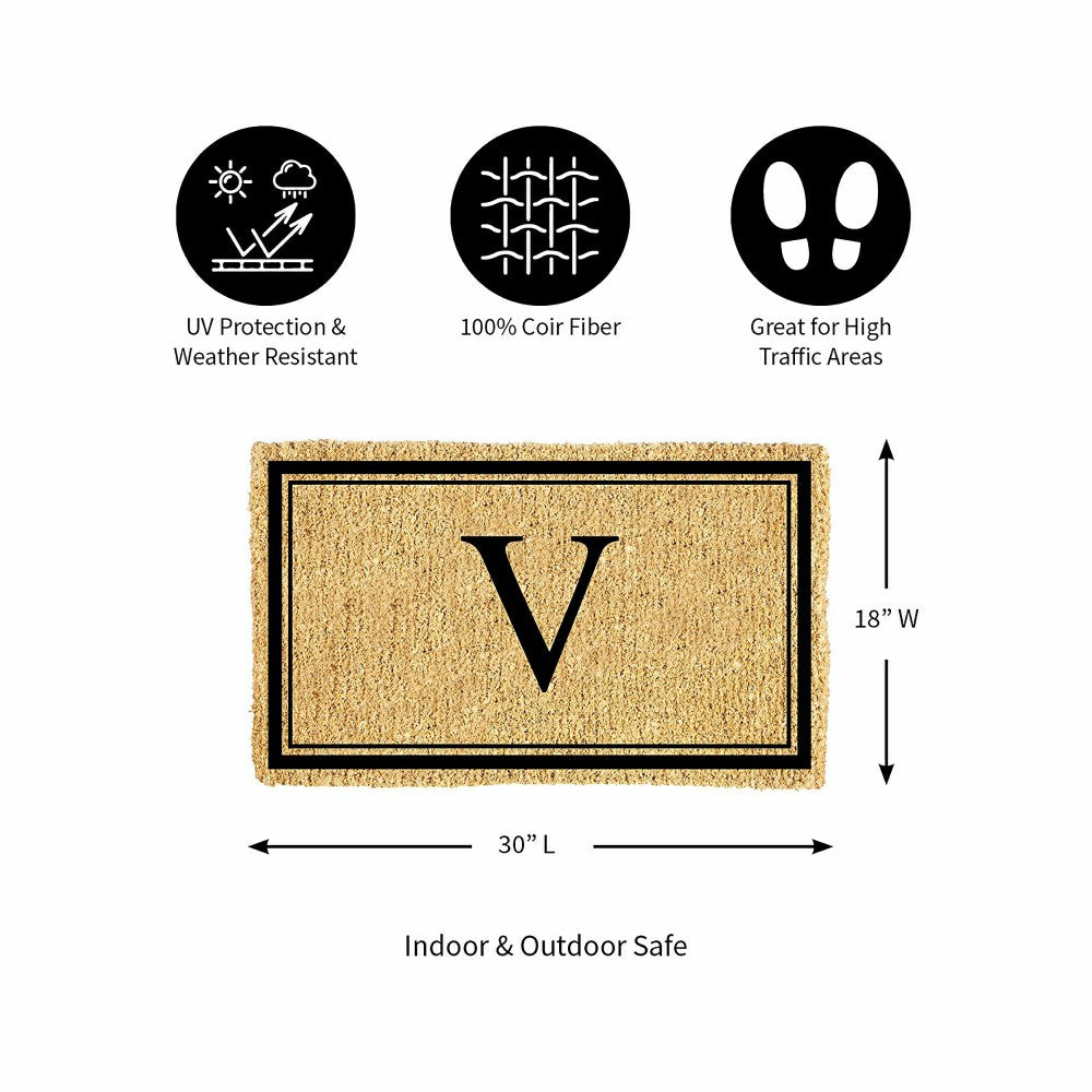 Monogram Coir Mat, Letter "V" | Plow & Hearth