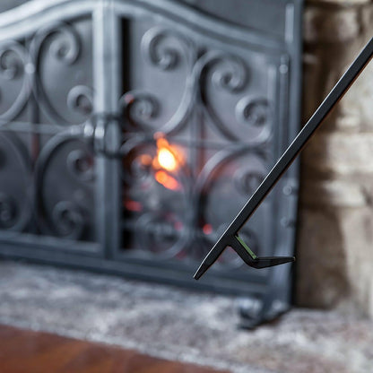 Compact Size Hand-Forged Fireplace Tool Set | Plow & Hearth