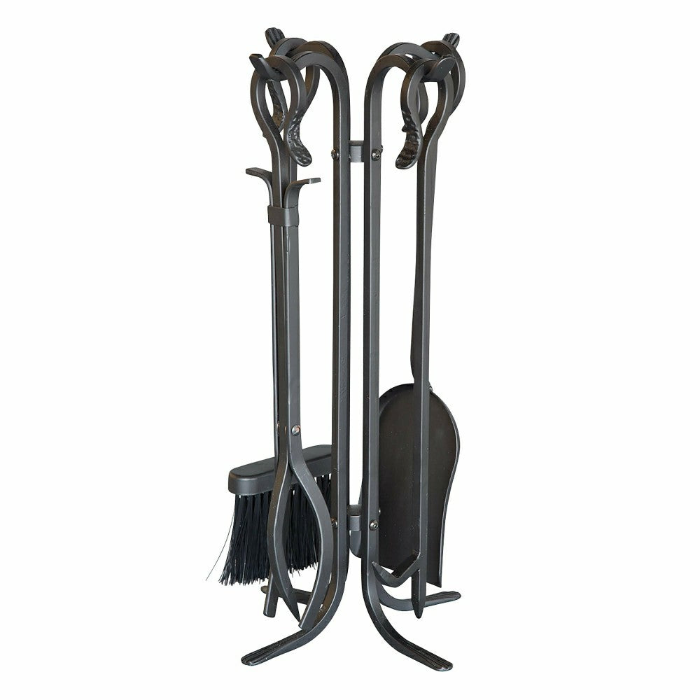 Compact Size Hand-Forged Fireplace Tool Set | Plow & Hearth