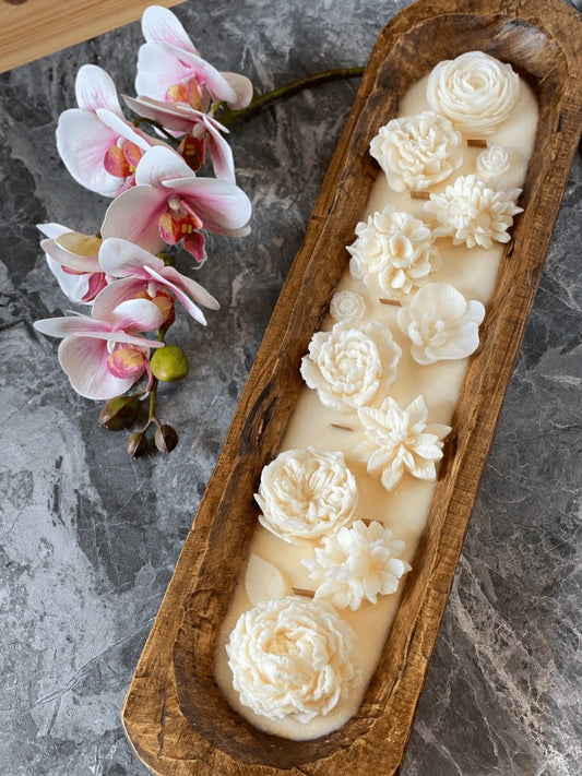 Four Seasons Floral Wooden Dough Bowl Candle | Plow & Hearth