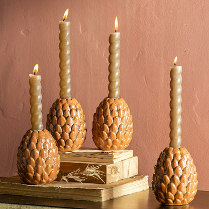 Pinecone Candle Holder, Set of 4 | Plow & Hearth