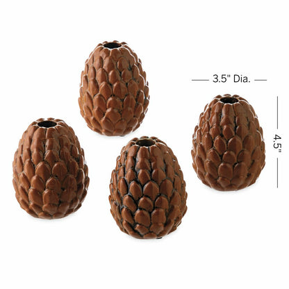 Pinecone Candle Holder, Set of 4 | Plow & Hearth