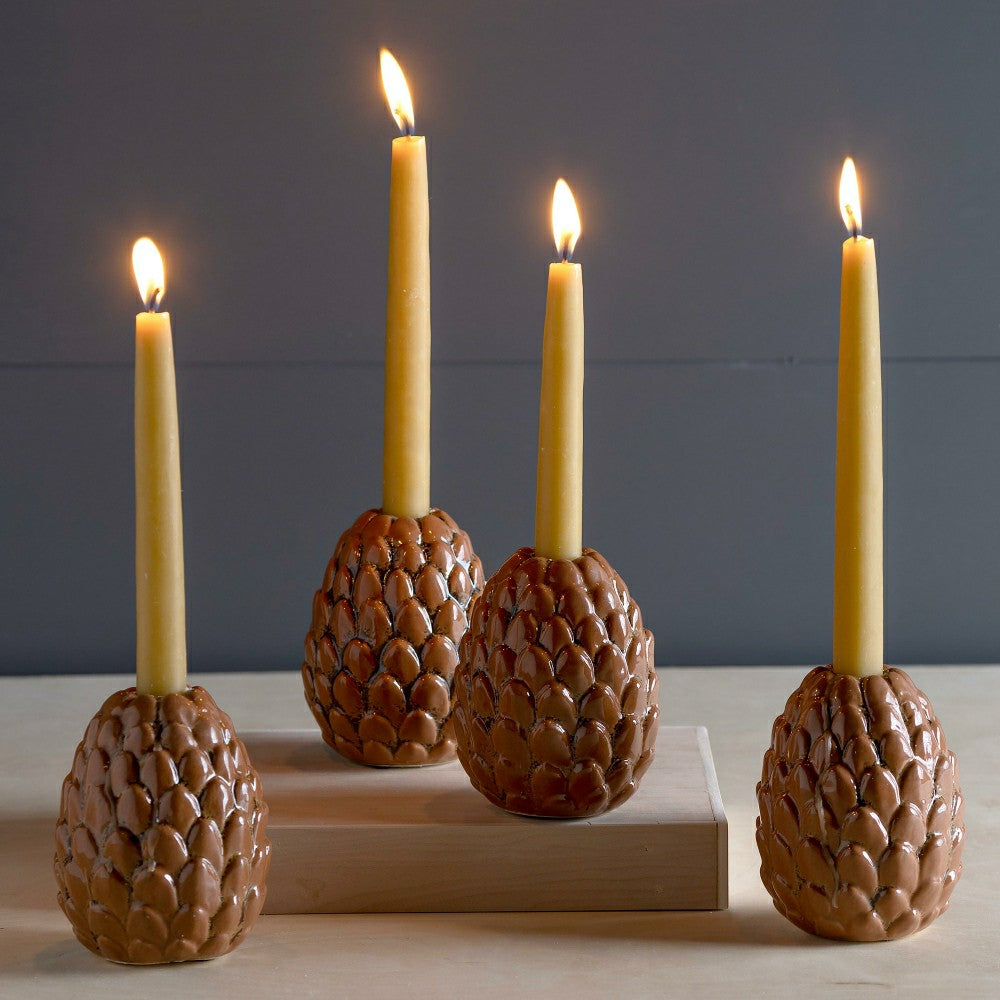 Pinecone Candle Holder, Set of 4 | Plow & Hearth