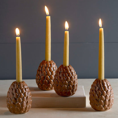 Pinecone Candle Holder, Set of 4 | Plow & Hearth