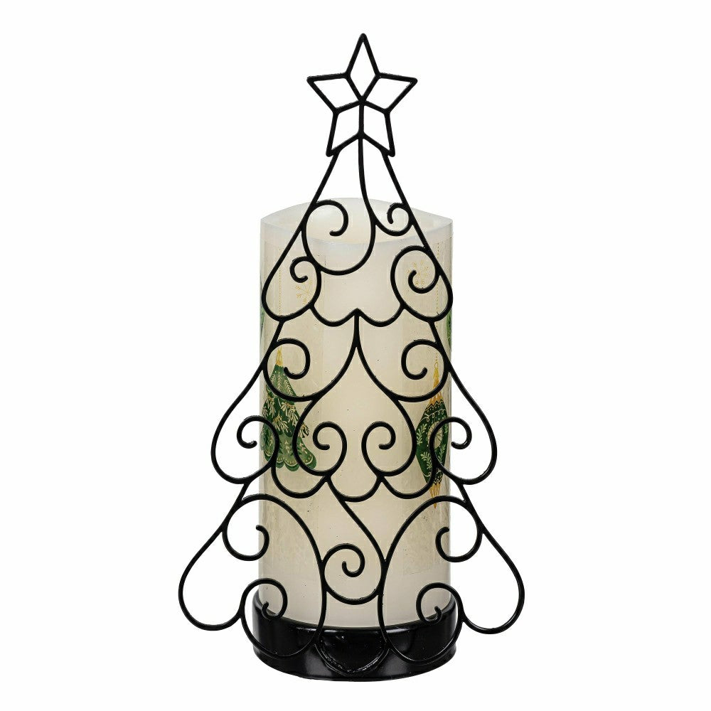 Shades of Emerald LED Table Decor Wax Flicker Light Candle with Metal  | Plow & Hearth