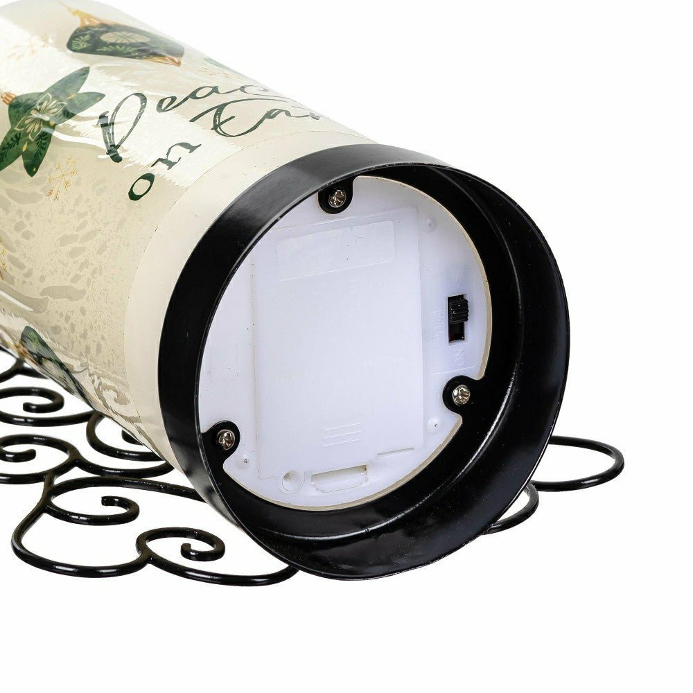 Shades of Emerald LED Table Decor Wax Flicker Light Candle with Metal  | Plow & Hearth