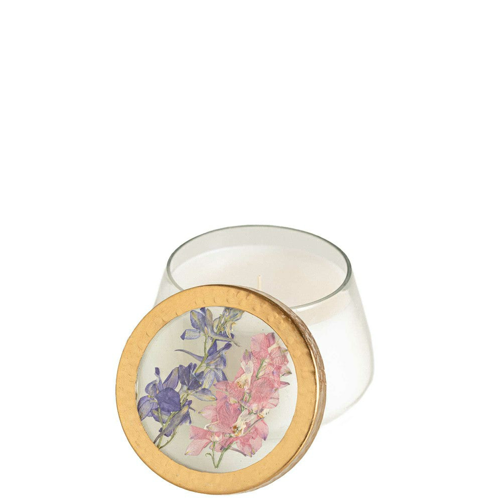 Roman Lavender Medium Pressed Floral Candle | Plow & Hearth