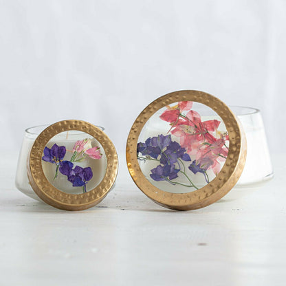 Roman Lavender Medium Pressed Floral Candle | Plow & Hearth