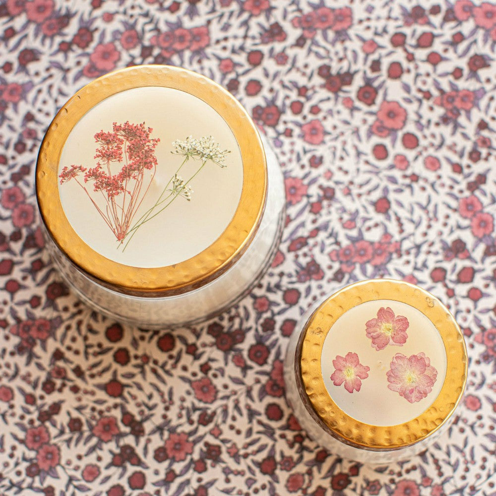 Spicy Apple Medium Pressed Floral Candle | Plow & Hearth