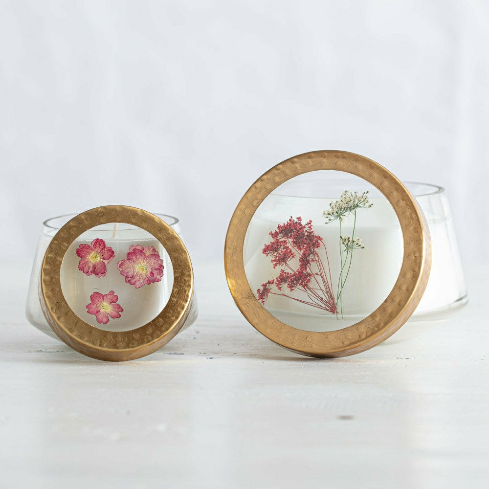 Spicy Apple Medium Pressed Floral Candle | Plow & Hearth