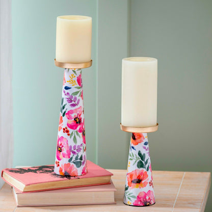 Pastels of Nature Metal Candle Holder Set | Plow & Hearth