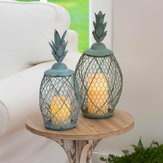 Pineapple Metal Lantern, Set of 2 | Plow & Hearth