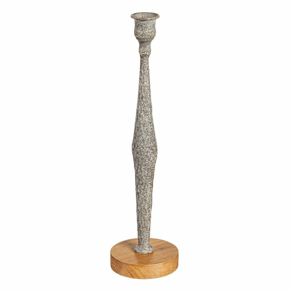 Metal Candlestick Holder with Wood Base, Set of 3 | Plow & Hearth