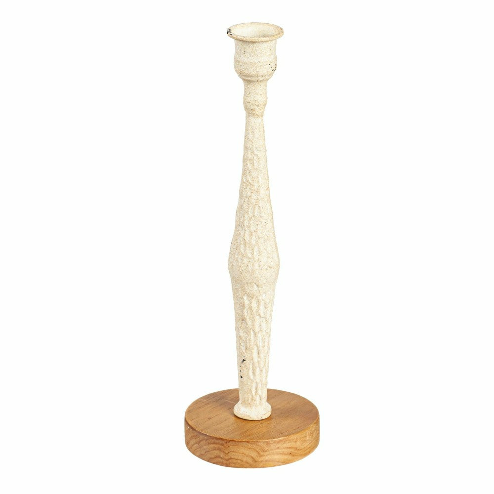 Metal Candlestick Holder with Wood Base, Set of 3 | Plow & Hearth
