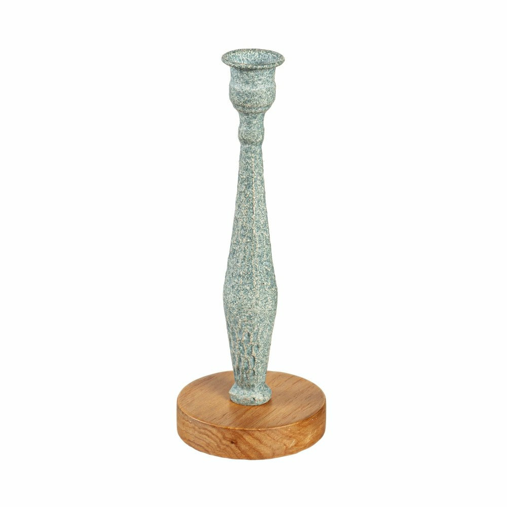 Metal Candlestick Holder with Wood Base, Set of 3 | Plow & Hearth