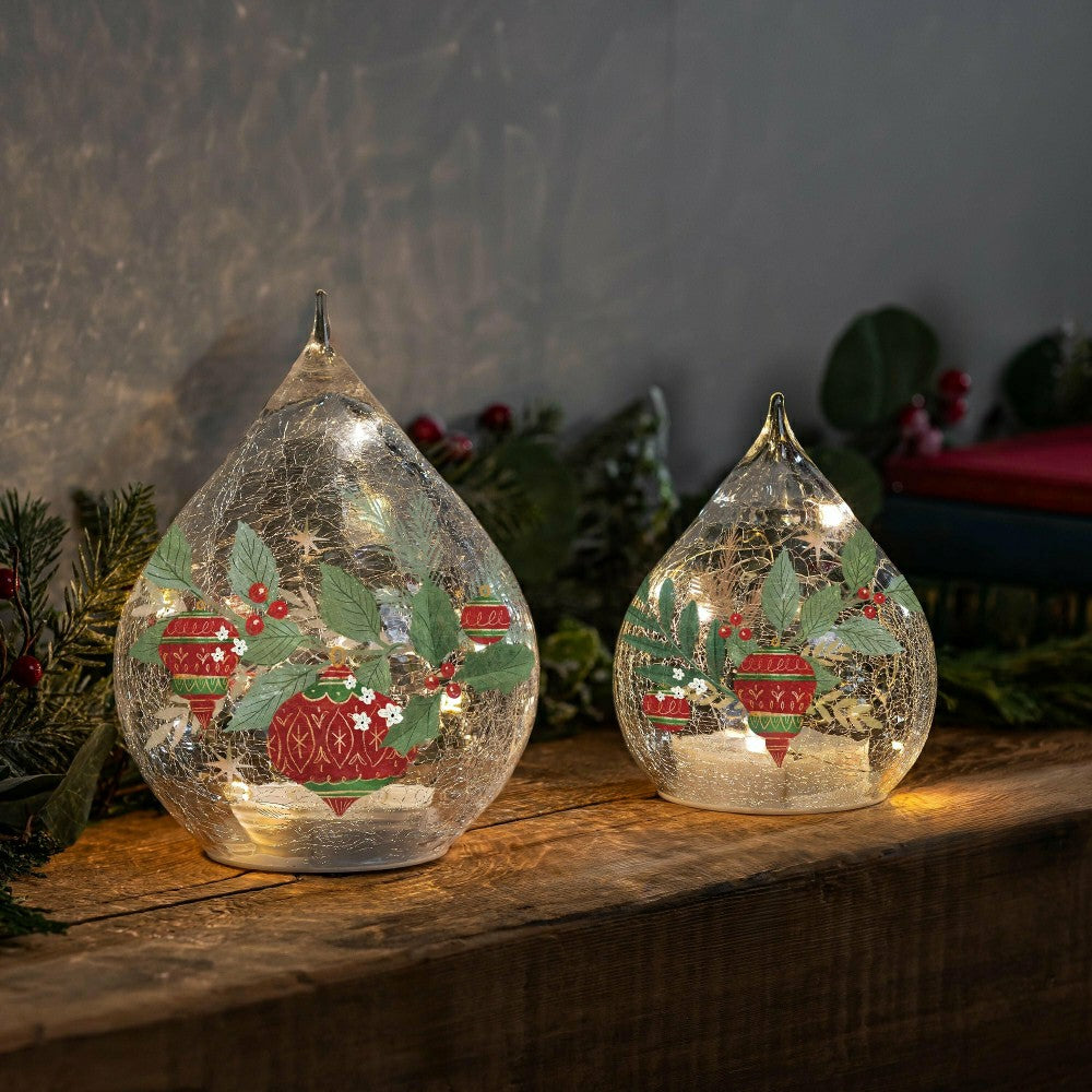 Twas The Night LED Table Decor Glass Teardrop, Set of 2 | Plow & Hearth