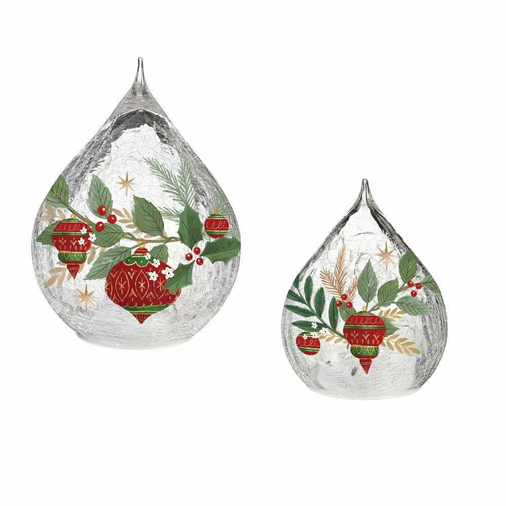 Twas The Night LED Table Decor Glass Teardrop, Set of 2 | Plow & Hearth